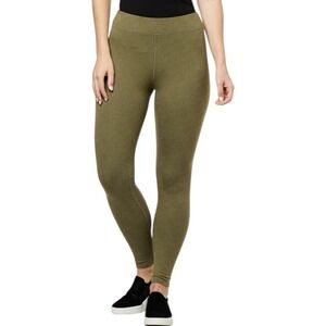 HUE Ultra Brushed Rib Leggings Plus Size 3X Olive Green Stretch Soft Knit NWT